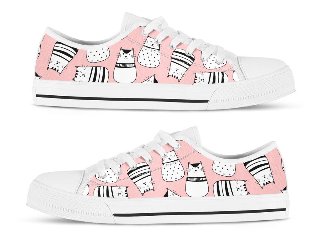 Pink Cat Shoes | Custom Low Top Sneakers For Kids & Adults