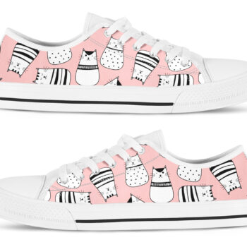 Pink Cat Shoes | Custom Low Top Sneakers For Kids & Adults