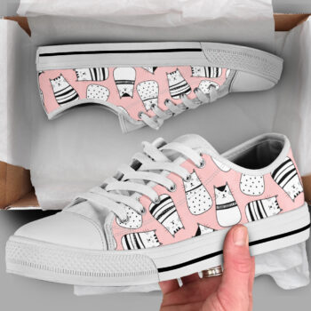 Pink Cat Shoes | Custom Low Top Sneakers For Kids & Adults