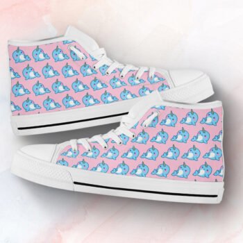 Pink Narwhal Shoes | Custom High Top Sneakers For Kids & Adults
