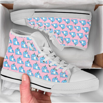 Pink Narwhal Shoes | Custom High Top Sneakers For Kids & Adults