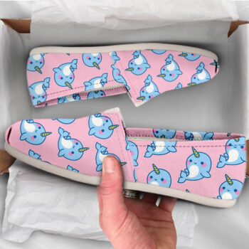 Pink Narwhal Shoes | Custom Canvas Sneakers For Kids & Adults