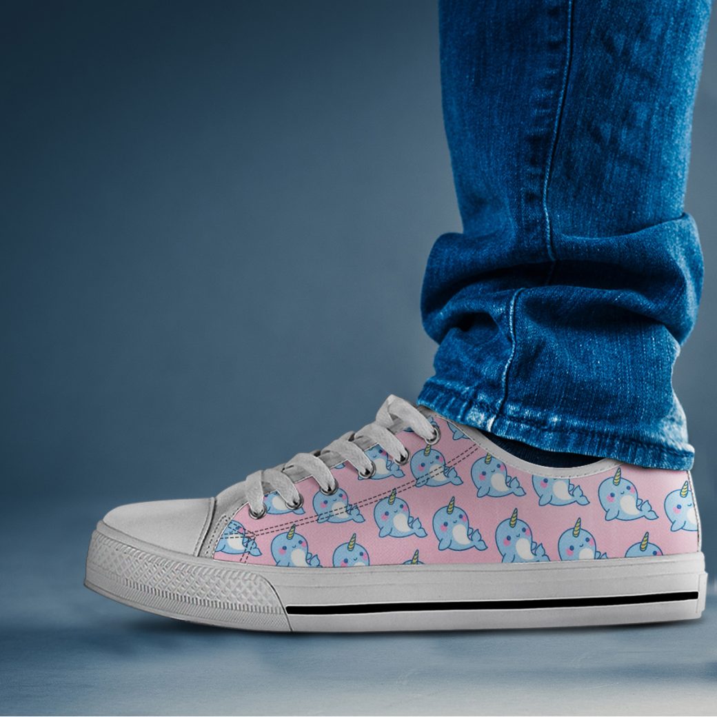 Pink Narwhal Shoes | Custom Low Tops Sneakers For Kids & Adults