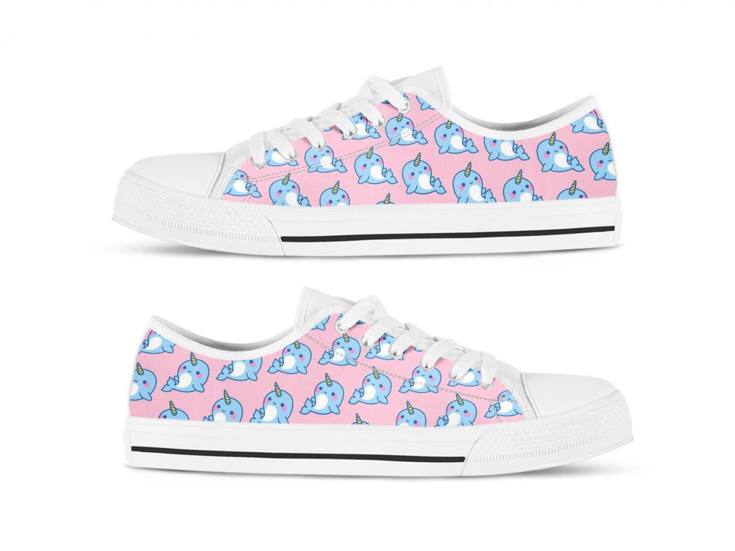 Pink Narwhal Shoes | Custom Low Tops Sneakers For Kids & Adults