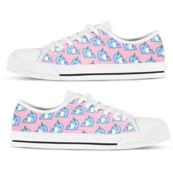 Pink Narwhal Shoes | Custom Low Tops Sneakers For Kids & Adults