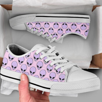 Pink Purple Alien Shoes | Custom Low Tops Sneakers For Kids & Adults