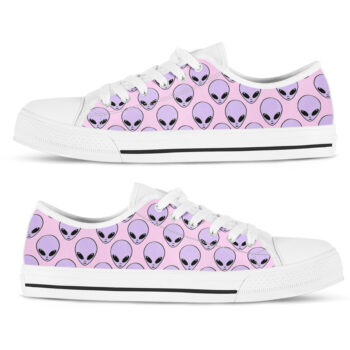 Pink Purple Alien Shoes | Custom Low Tops Sneakers For Kids & Adults