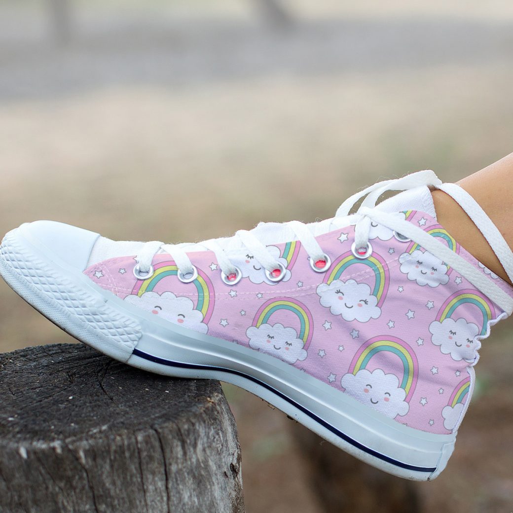 Pink Rainbow Shoes | Custom High Top Sneakers For Kids & Adults