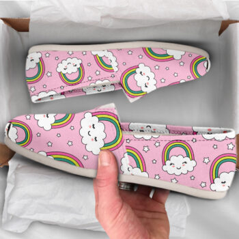 Pink Rainbow Slip-On Shoes| Custom Canvas Sneakers For Kids & Adults