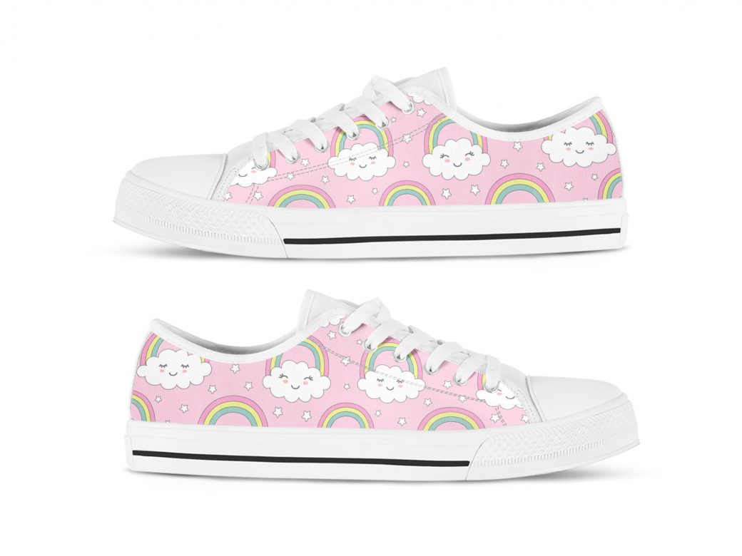 Pink Rainbow Shoes | Custom Low Tops Sneakers For Kids & Adults
