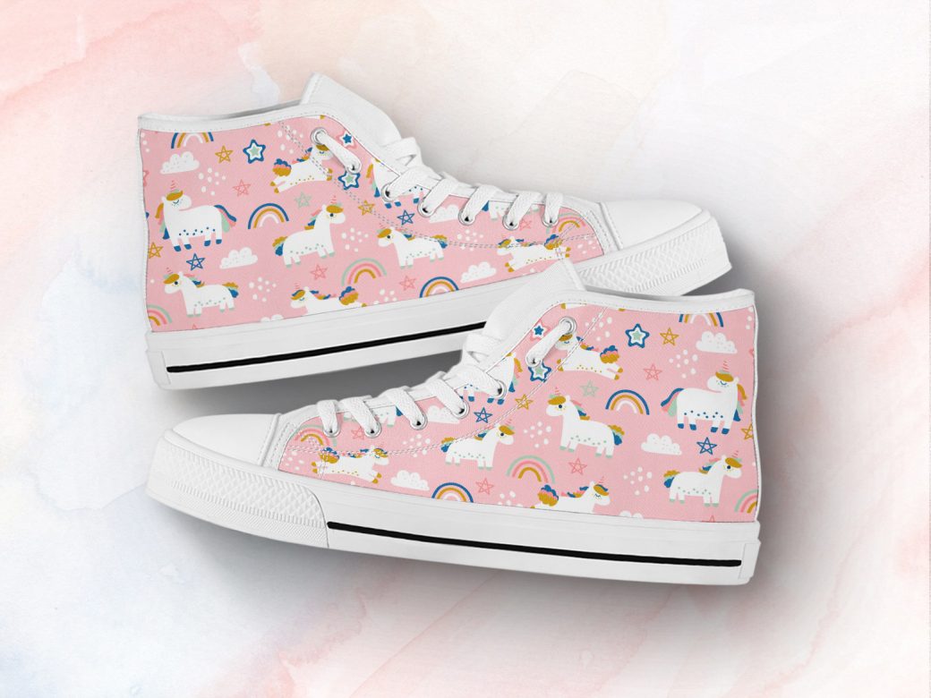 Pink Unicorn Shoes | Custom High Top Sneakers For Kids & Adults