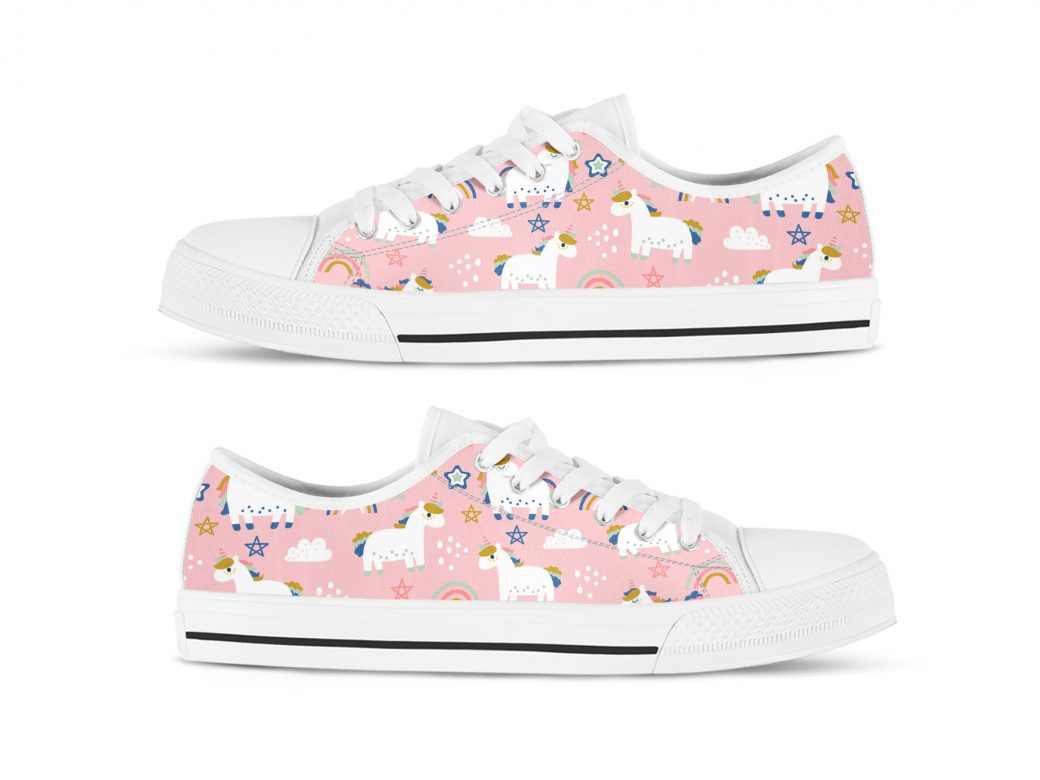 Pink Unicorn Shoes | Custom Low Tops Sneakers For Kids & Adults