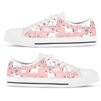 Pink Unicorn Shoes | Custom Low Tops Sneakers For Kids & Adults