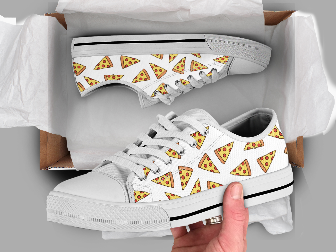 Pizza Lover Shoes | Custom Low Tops Sneakers For Kids & Adults