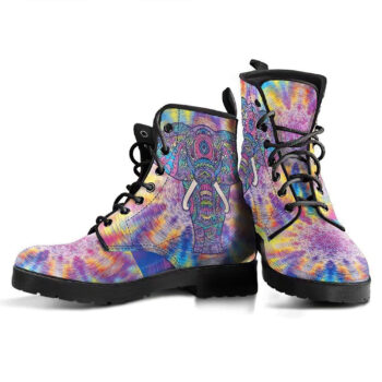 Psychedelic Elephant Womens Leather Boots