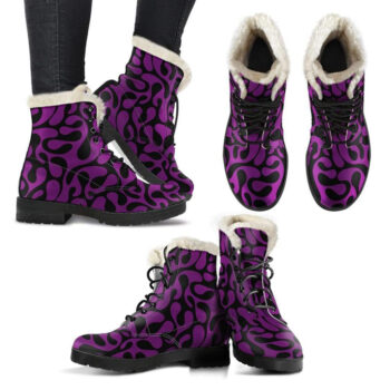Purple And Black Are Back Faux Fur Vegan Leather Boots