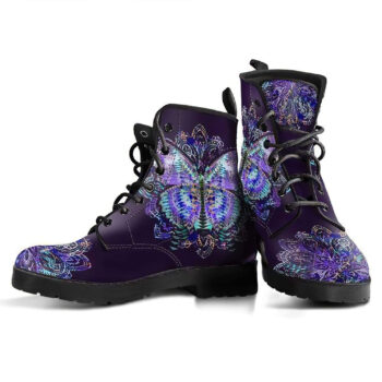 Purple Boho Butterfly Handcrafted Boots