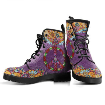 Purple Paisley Mandala Handcrafted Boots 2