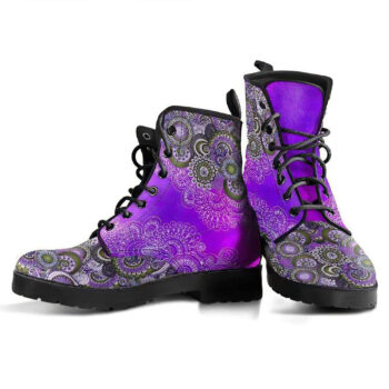 Purple Paisley Mandala Handcrafted Boots 1