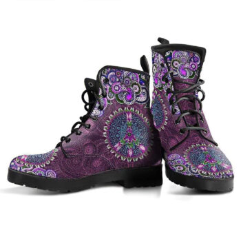 Purple Peace Mandala Handcrafted Boots 1
