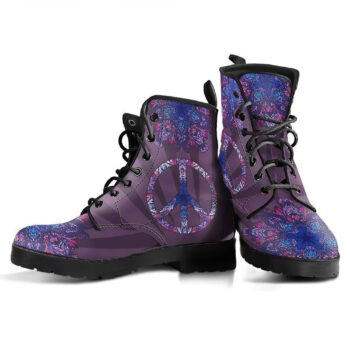 Purple Peace Mandala Handcrafted Boots 2