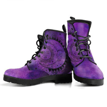 Purple Sun And Moon Handcrafted Boots