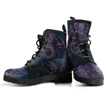 Purple Sun Moon Handcrafted Boots 1