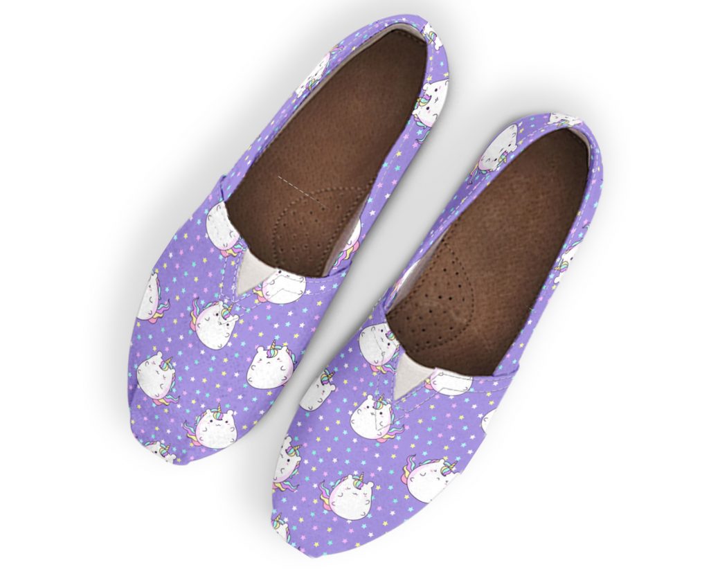 Purple Unicorn Slip-On | Custom Canvas Sneakers For Kids & Adults
