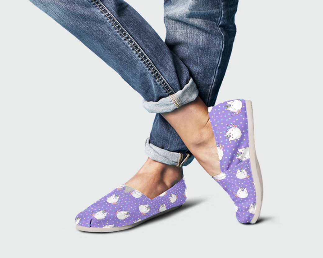 Purple Unicorn Slip-On | Custom Canvas Sneakers For Kids & Adults