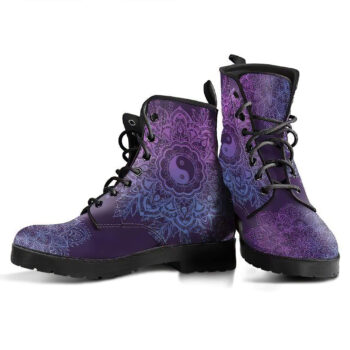 Purple Yin Yang Mandala Handcrafted Boots