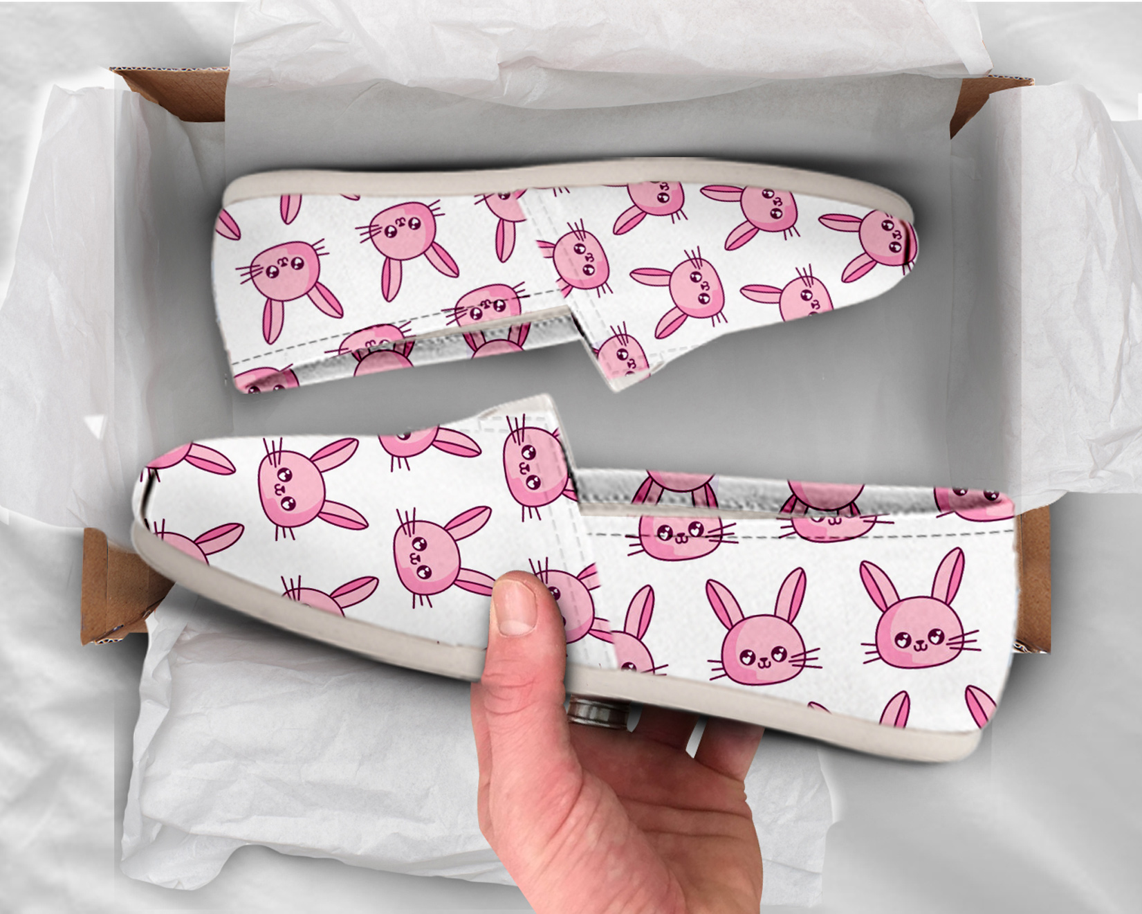 Pink Bunny Girls Shoes | Custom Canvas Sneakers For Kids & Adults