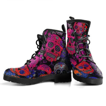 Rainbow Sugar Skull Handcrafted Boots