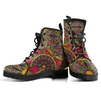 Red And Gold Mandala Handcrafted Boots