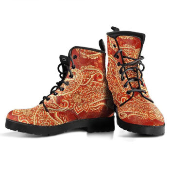 Red Paisley Mandala Handcrafted Boots
