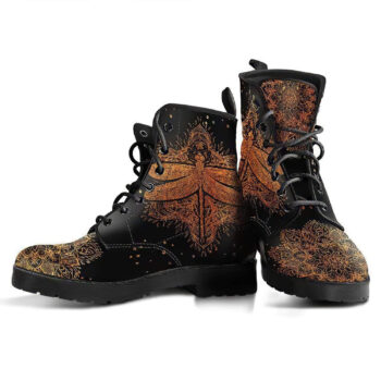 Rusty Gold Mandala Dragonfly Handcrafted Boots
