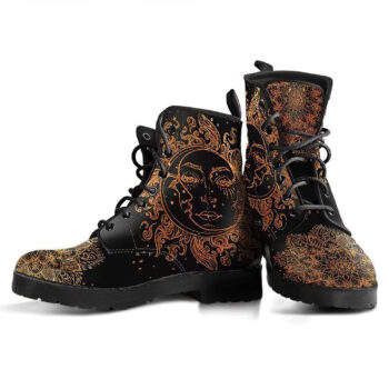 Rusty Gold Sun And Moon Handcrafted Boots