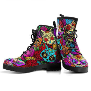 Skull Cat Womens Leather Boots