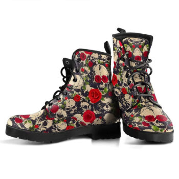 Skull Roses Handcrafted Boots 1