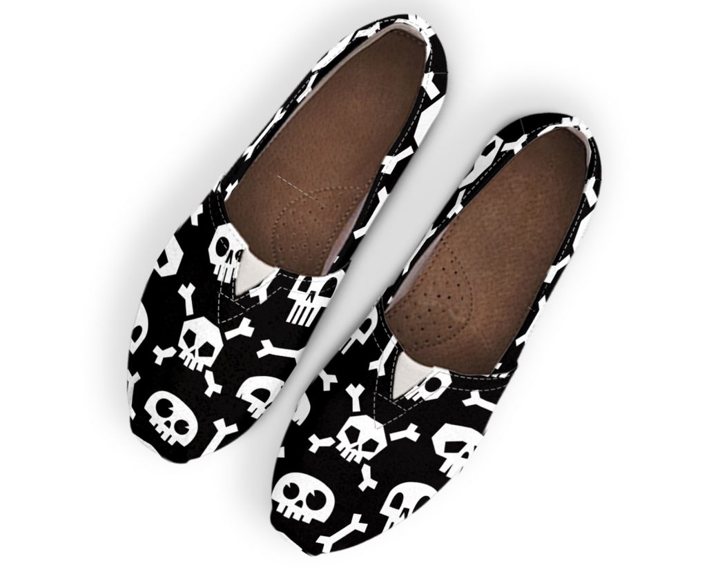 Skull Printed Shoes | Custom Canvas Sneakers For Kids & Adults
