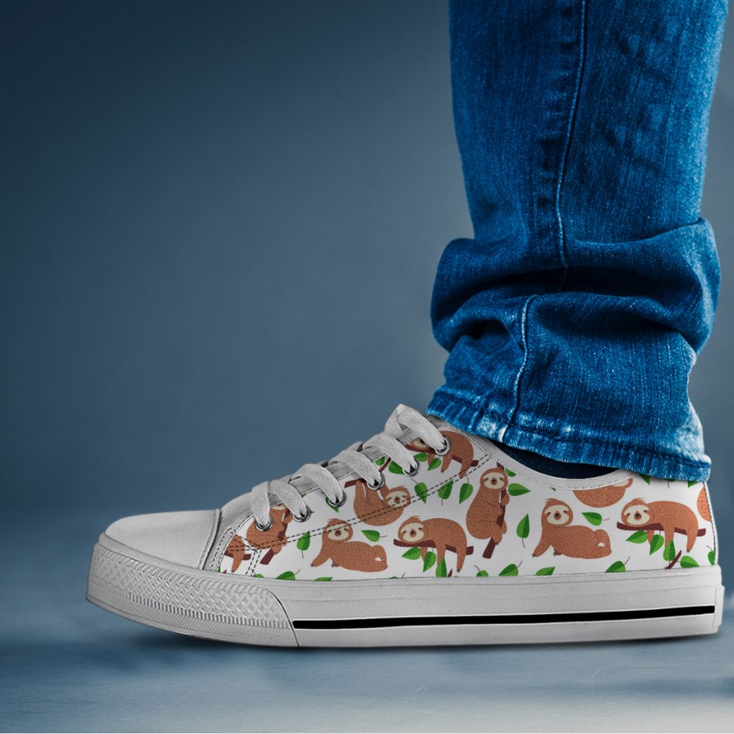 Sloth Animal Shoes | Custom Low Tops Sneakers For Kids & Adults