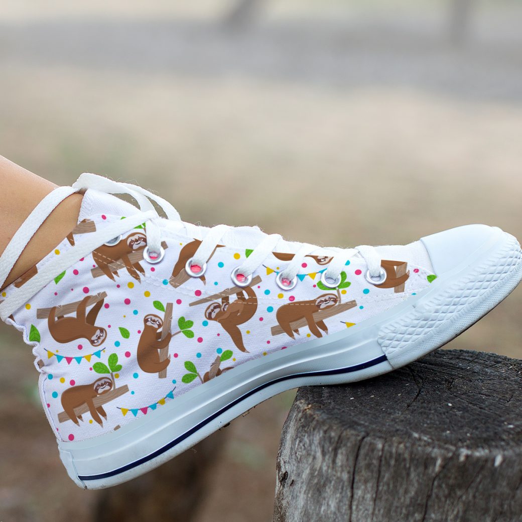 Lazy Sloth Shoes | Custom High Top Sneakers For Kids & Adults