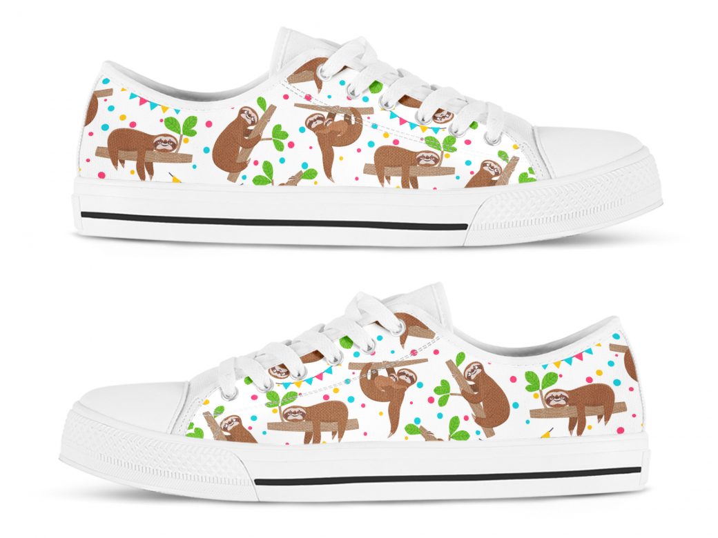 Lazy Animal Sloth Shoes| Custom Low Top Sneakers For Kids & Adults