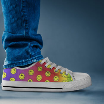 Rainbow Smiley Shoes | Custom Low Tops Sneakers For Kids & Adults