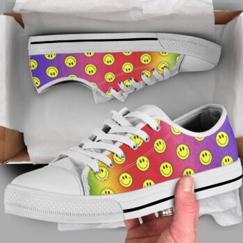 Rainbow Smiley Shoes | Custom Low Tops Sneakers For Kids & Adults