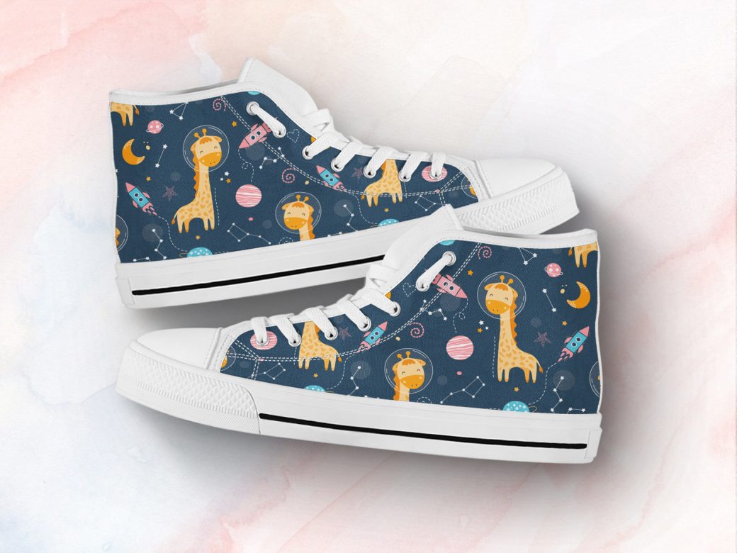Astranaut Giraffe Shoes | Custom High Top Sneakers For Kids & Adults
