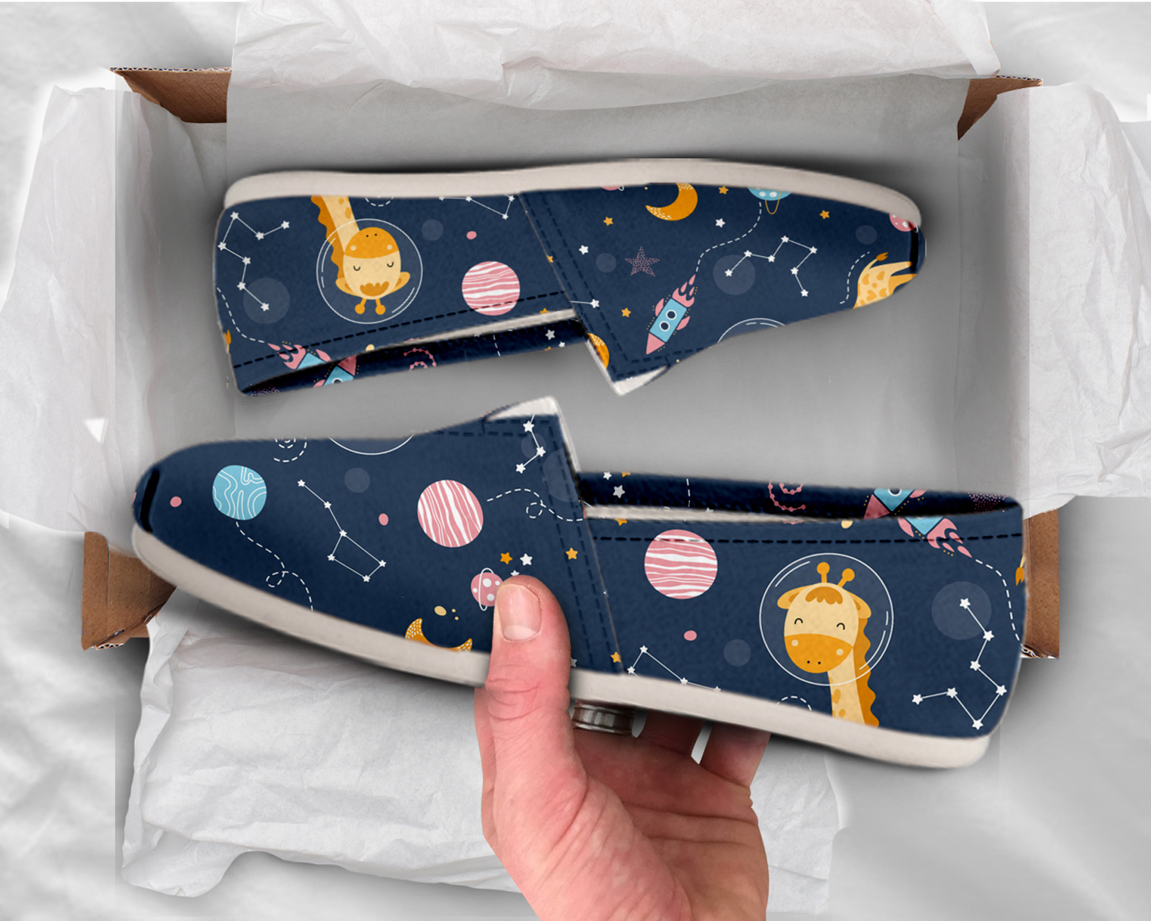 Astronaut Giraffe Shoes | Custom Canvas Sneakers For Kids & Adults