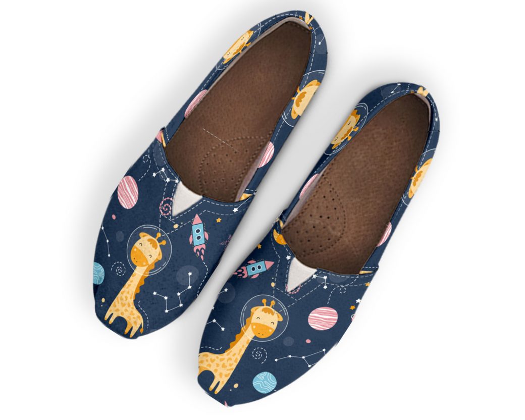 Astronaut Giraffe Shoes | Custom Canvas Sneakers For Kids & Adults