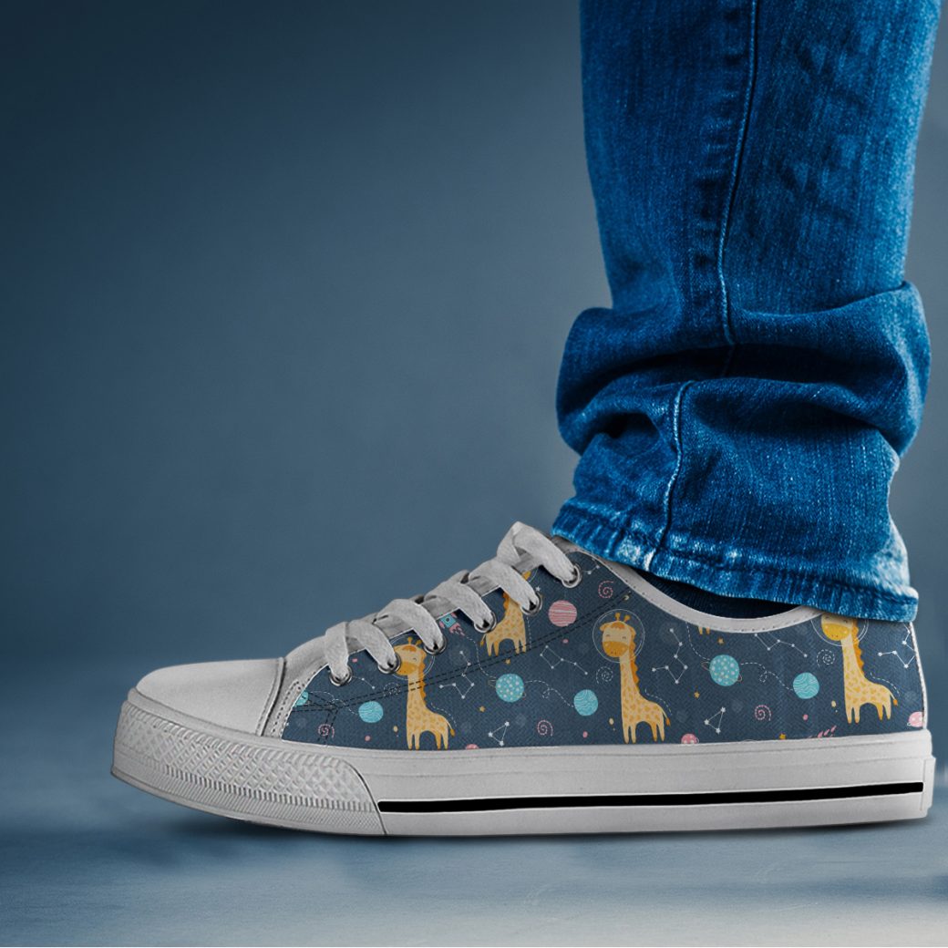 Space Giraffe Shoes | Custom Low Tops Sneakers For Kids & Adults