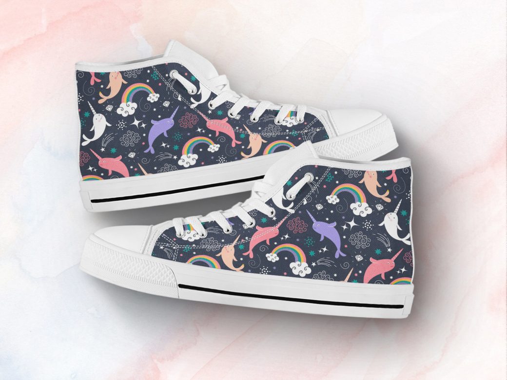 Space Narwhal Shoes | Custom High Top Sneakers For Kids & Adults