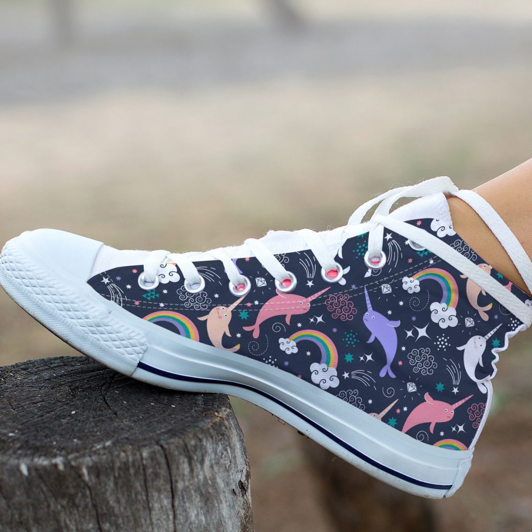 Space Narwhal Shoes | Custom High Top Sneakers For Kids & Adults